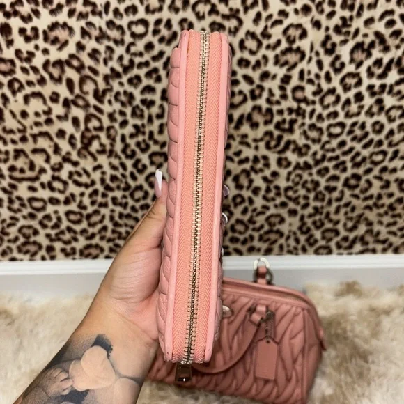 Coach Pink Quilted Women's Wallet - Picture 5 of 9